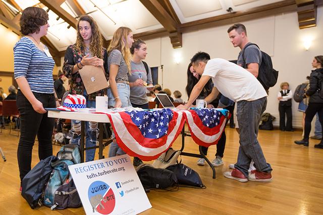Students registering to vote