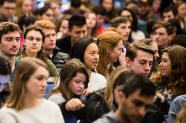 crowd of students at a Tisch College event