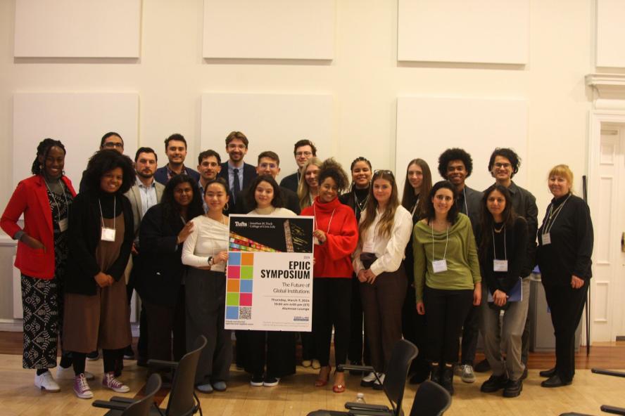 students and staff pose with EPIIC sign at 2024 EPIIC Conference at Tufts University