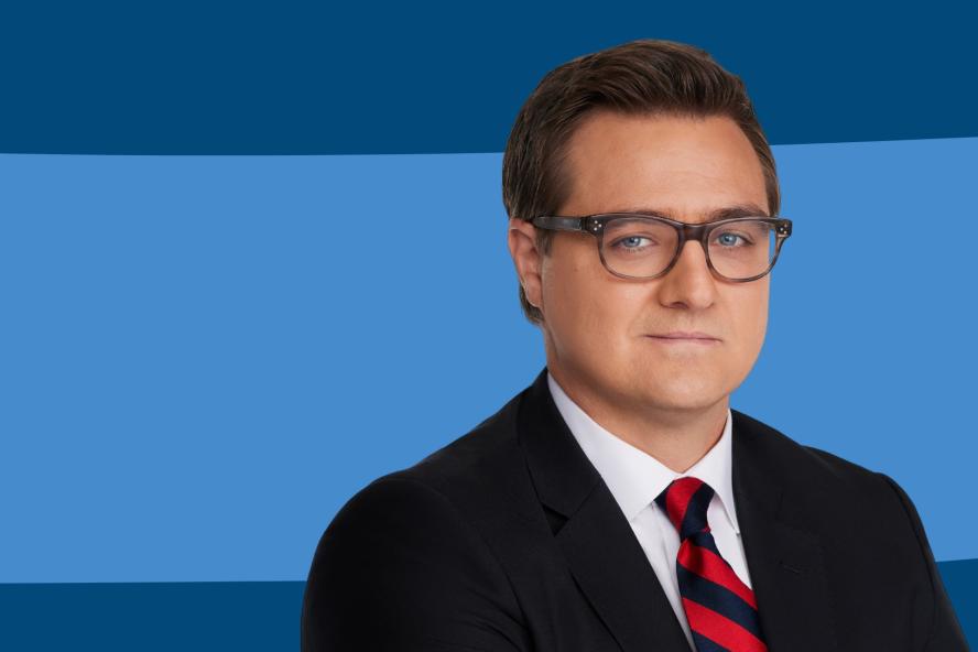 Chris Hayes Headshot on a blue and dark blue background
