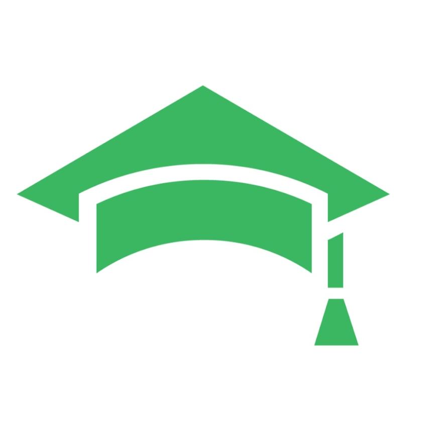 Petey Greene Program Logo is a green graduation cap icon