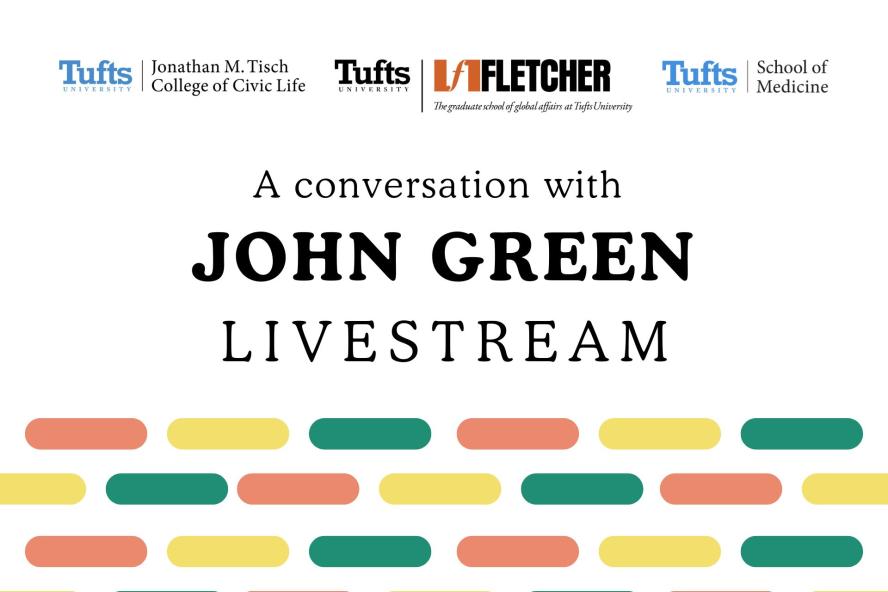 Black text against a white background that says "A conversation with John Green Livestream".