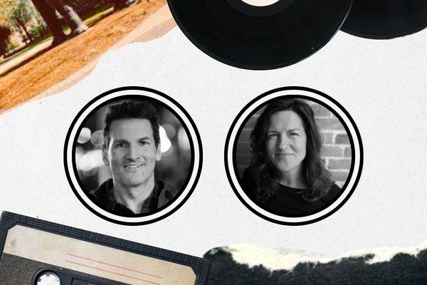 Black and white circle images of Lauren Sullivan and Adam Gardner against a white background.