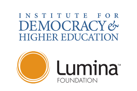 logos of Institute for Democracy and Higher Education and the Lumina Foundation