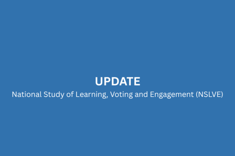 Blue box with headline of Update National Study of Learning, Voting & Engagement