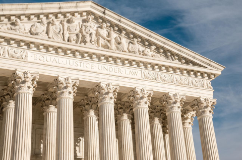 The facade of the U.S. Supreme Court building. 